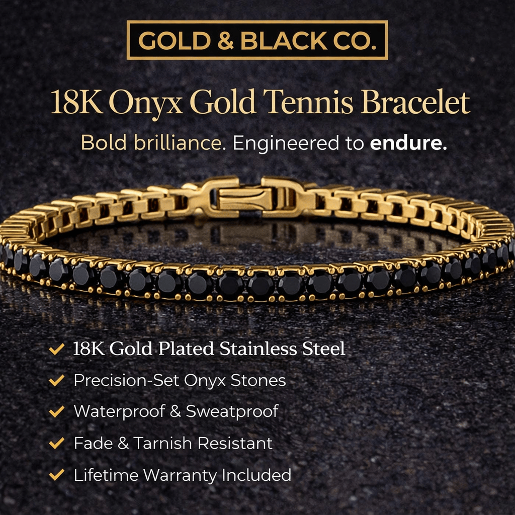 18k Onyx Gold Tennis Bracelet