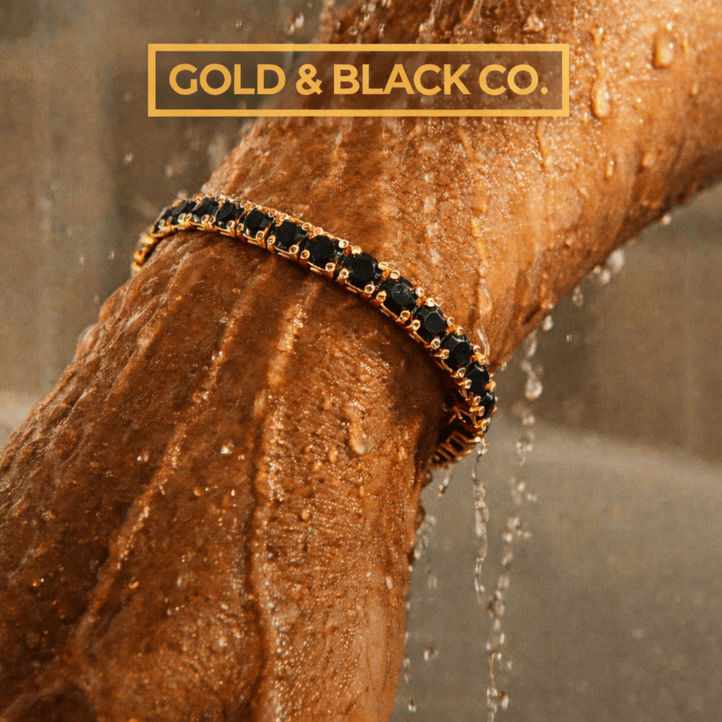18k Onyx Gold Tennis Bracelet