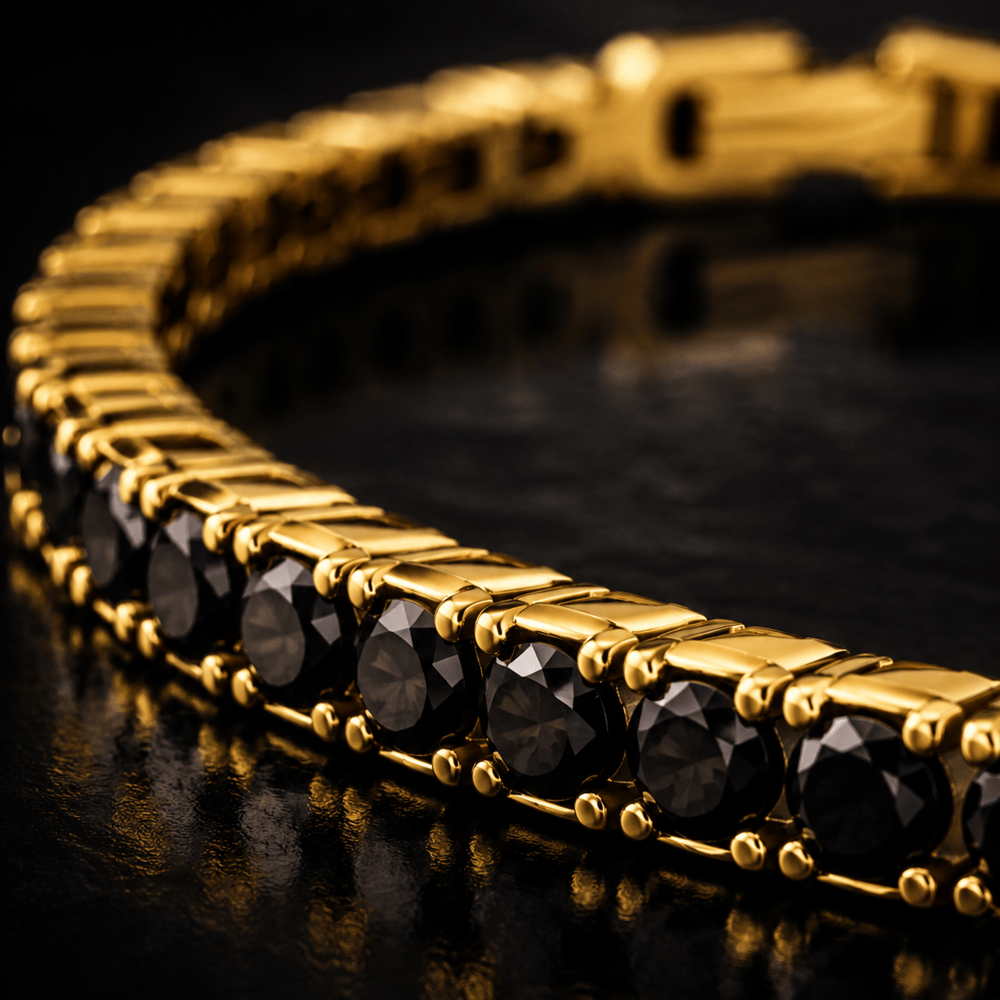 18k Gold Onyx Tennis Bracelet