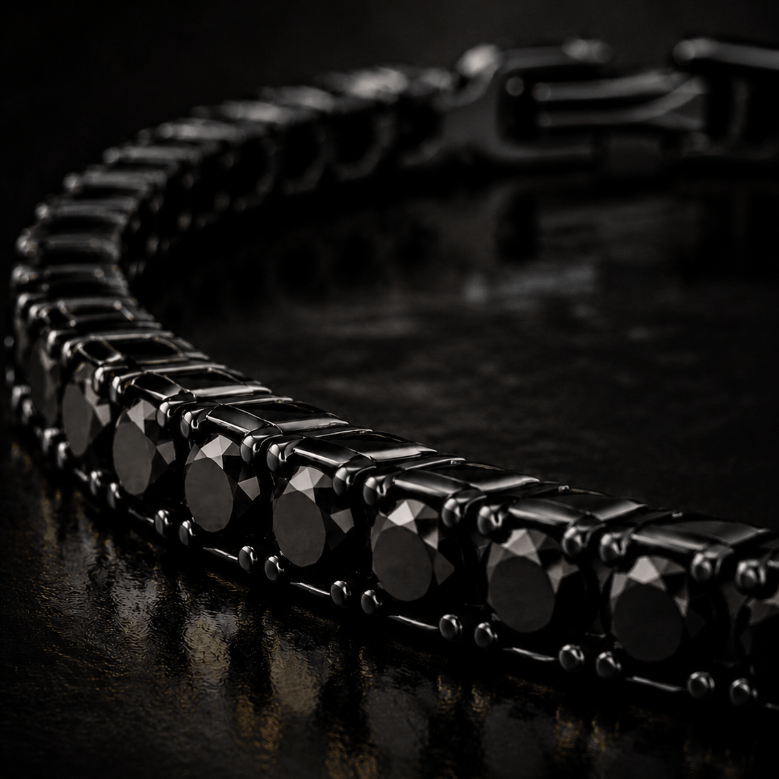 18k Black Onyx Tennis Bracelet