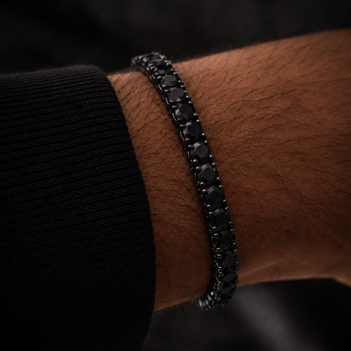 18k Black Onyx Tennis Bracelet