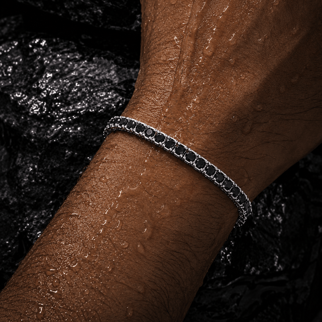 18k White Gold Onyx Tennis Bracelet