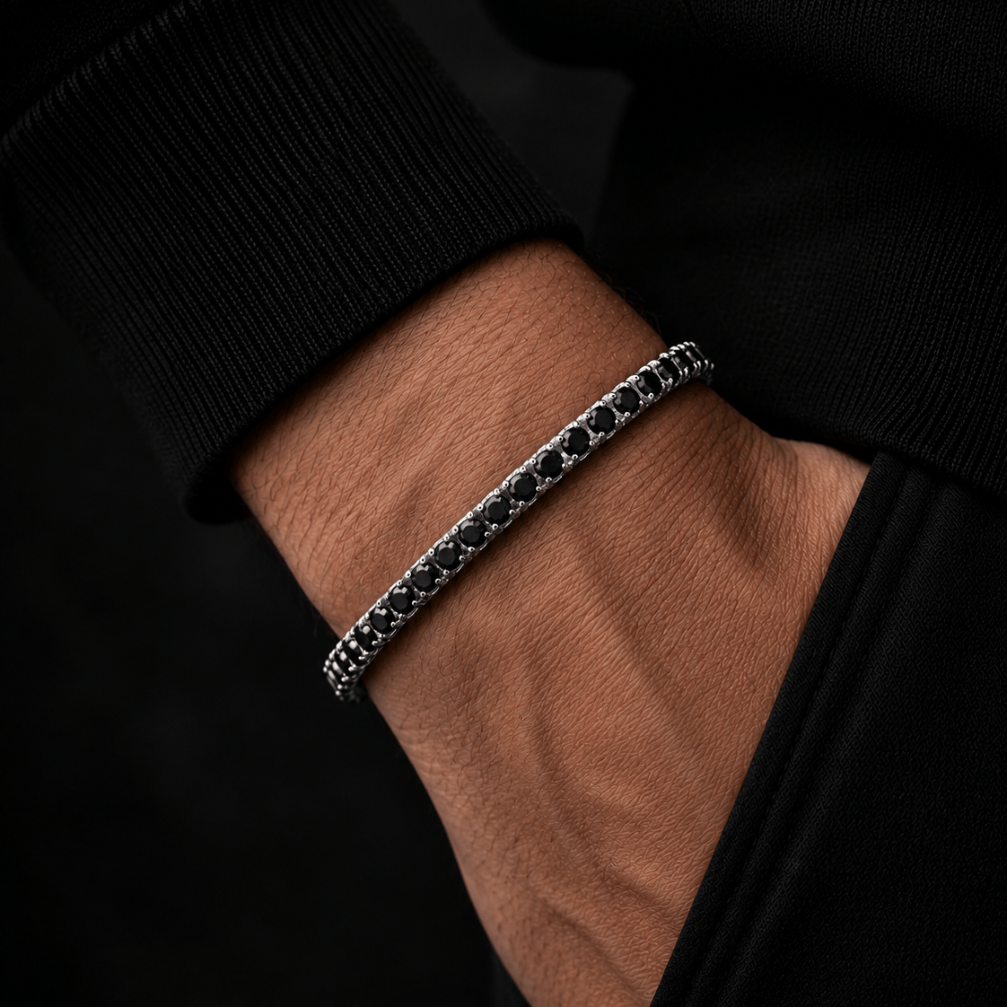 18k White Gold Onyx Tennis Bracelet