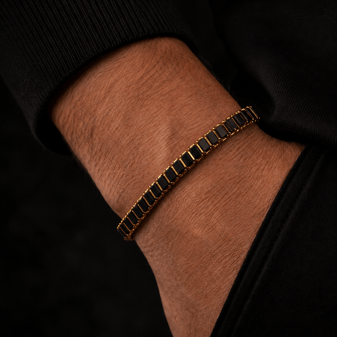 18k Gold Onyx Tennis Bracelet V2