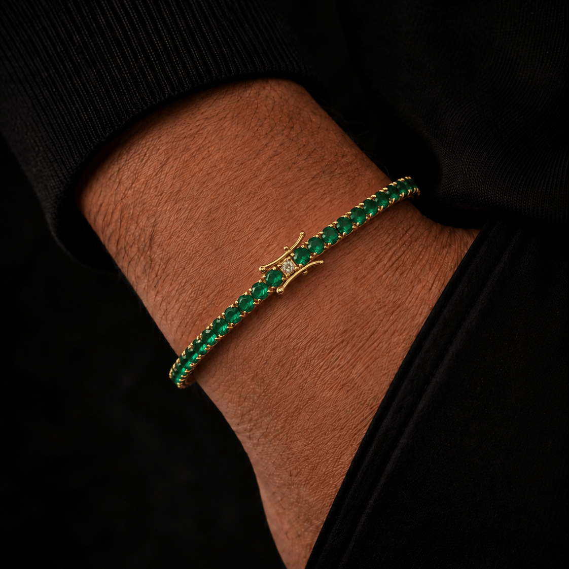 18k Gold Emerald Tennis Bracelet