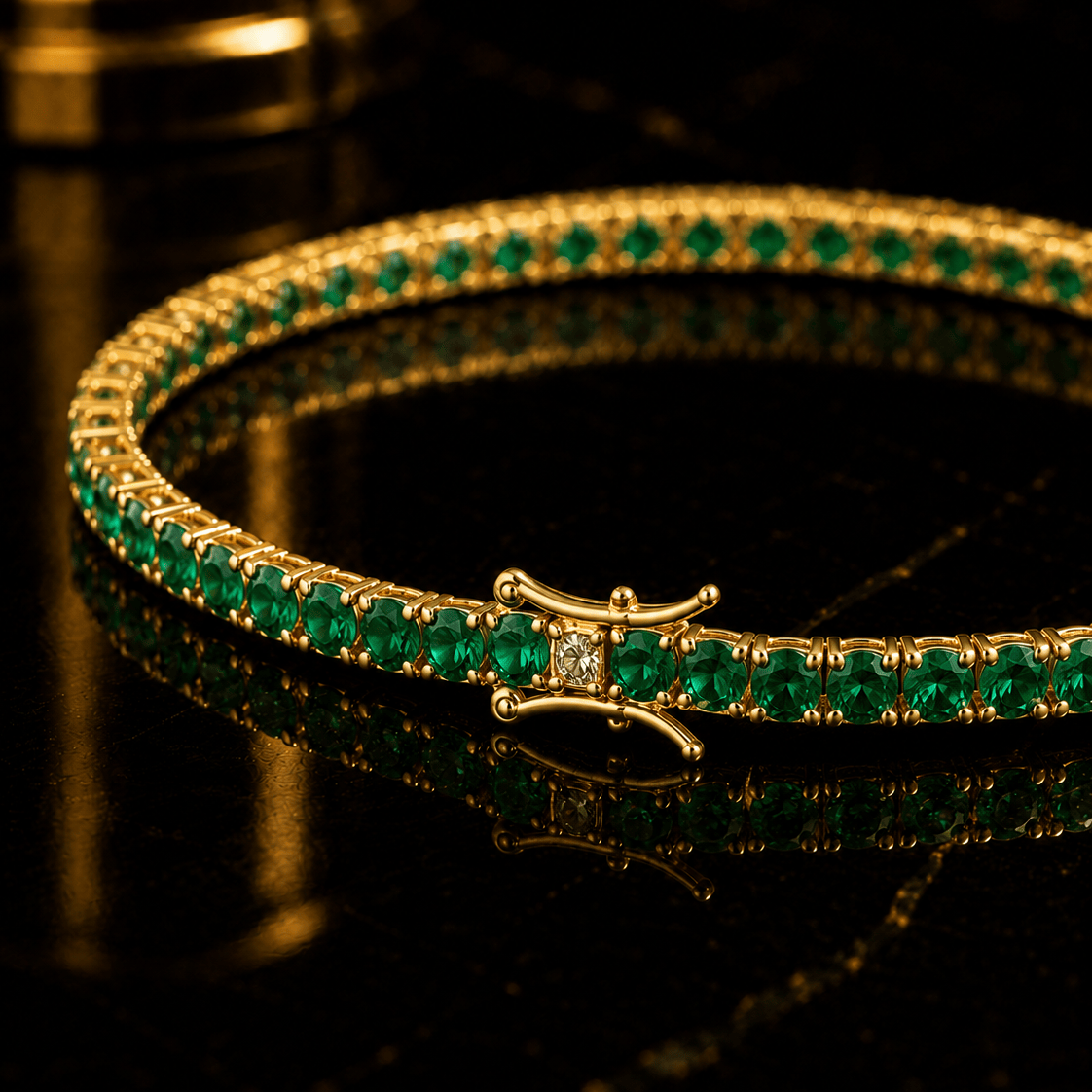 18k Gold Emerald Tennis Bracelet