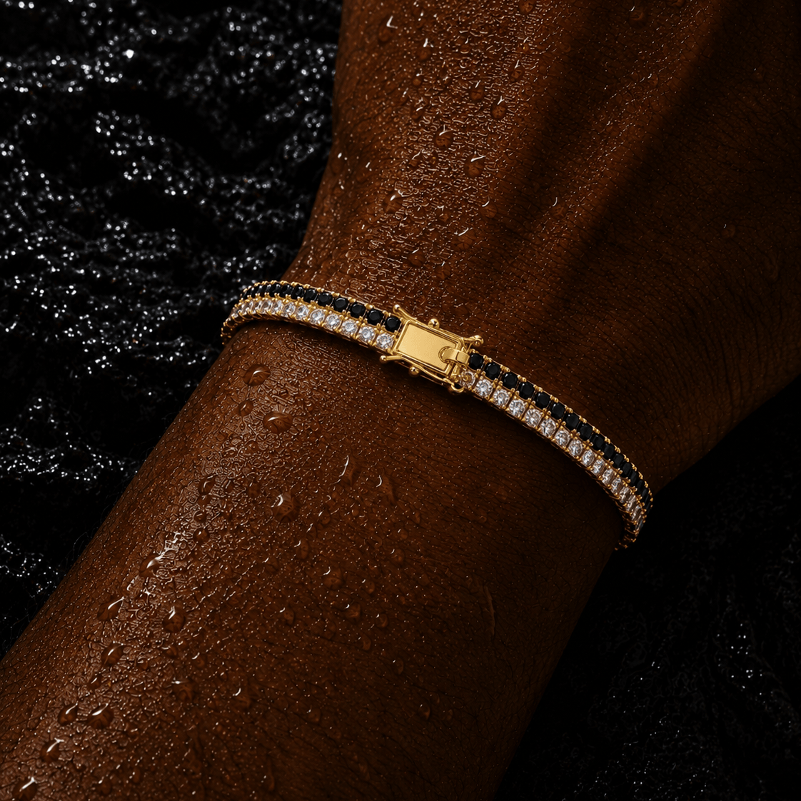 18k Gold Duel Onyx Tennis Bracelet