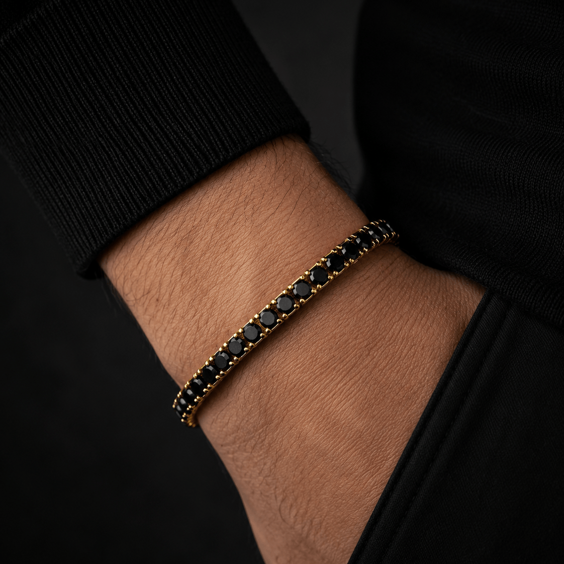 18k Gold Onyx Tennis Bracelet