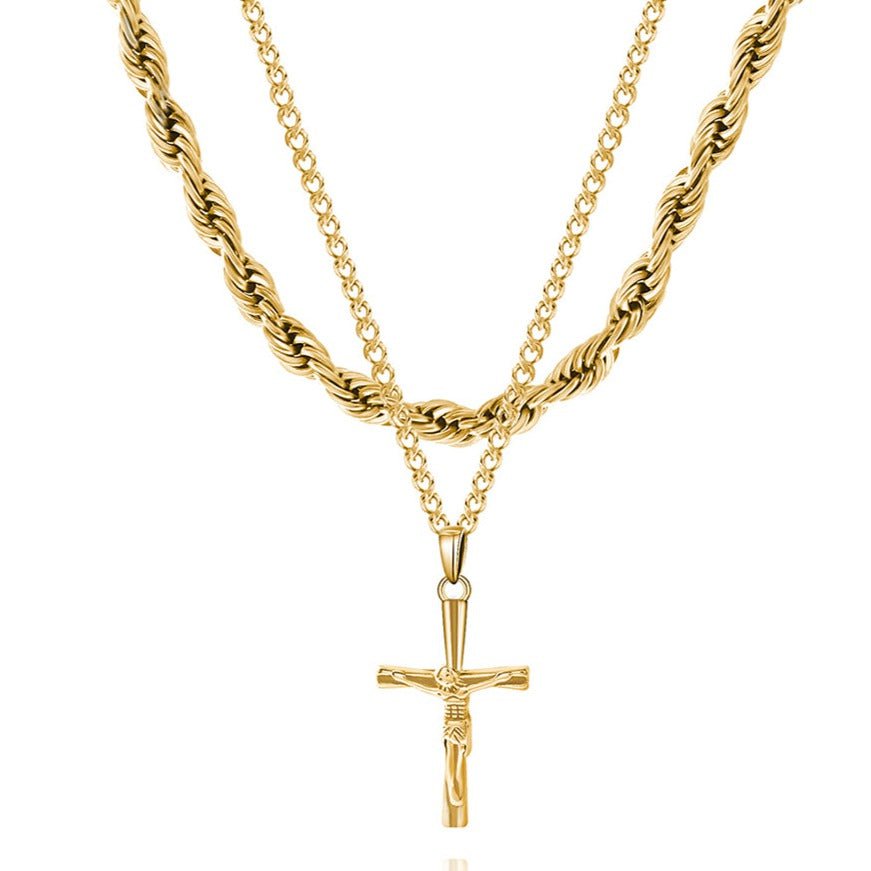 Cross Necklace Set (Gold)