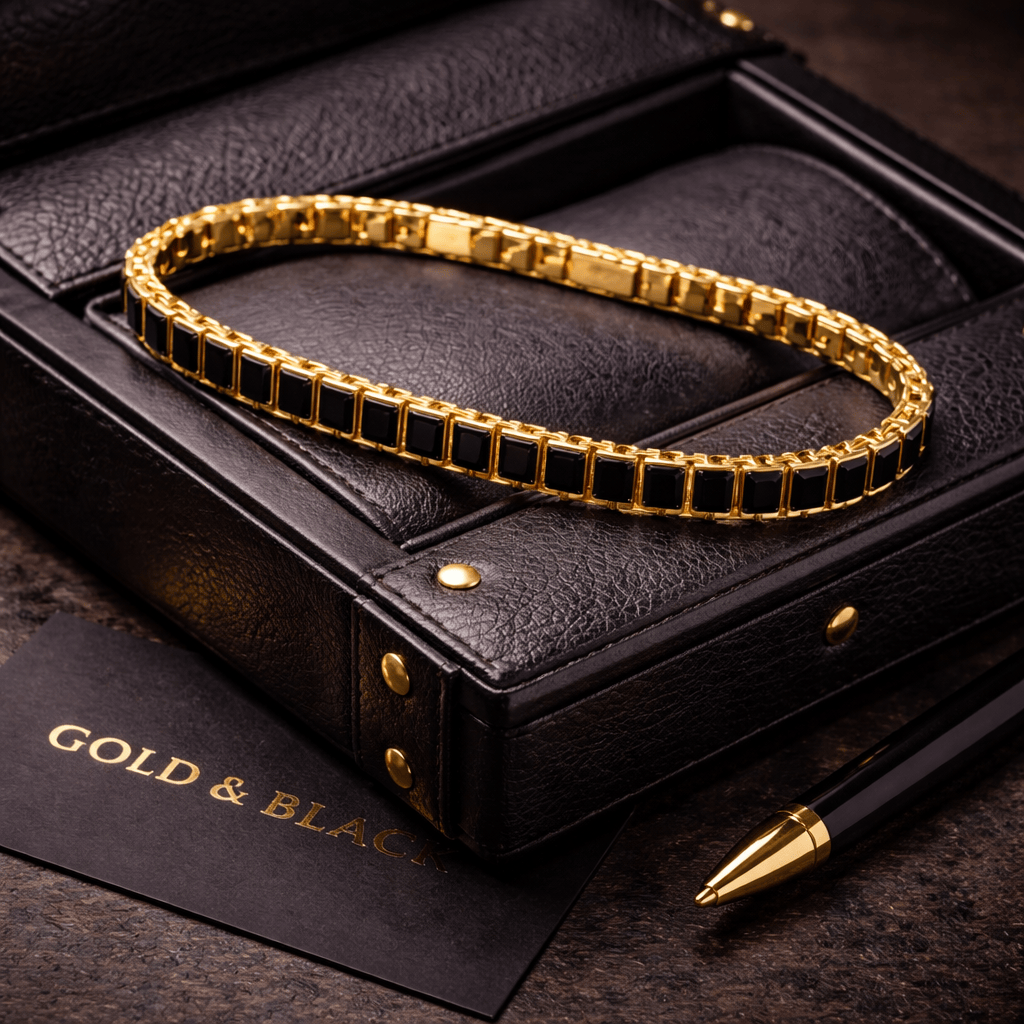 18k Onyx Gold Tennis Bracelet V2