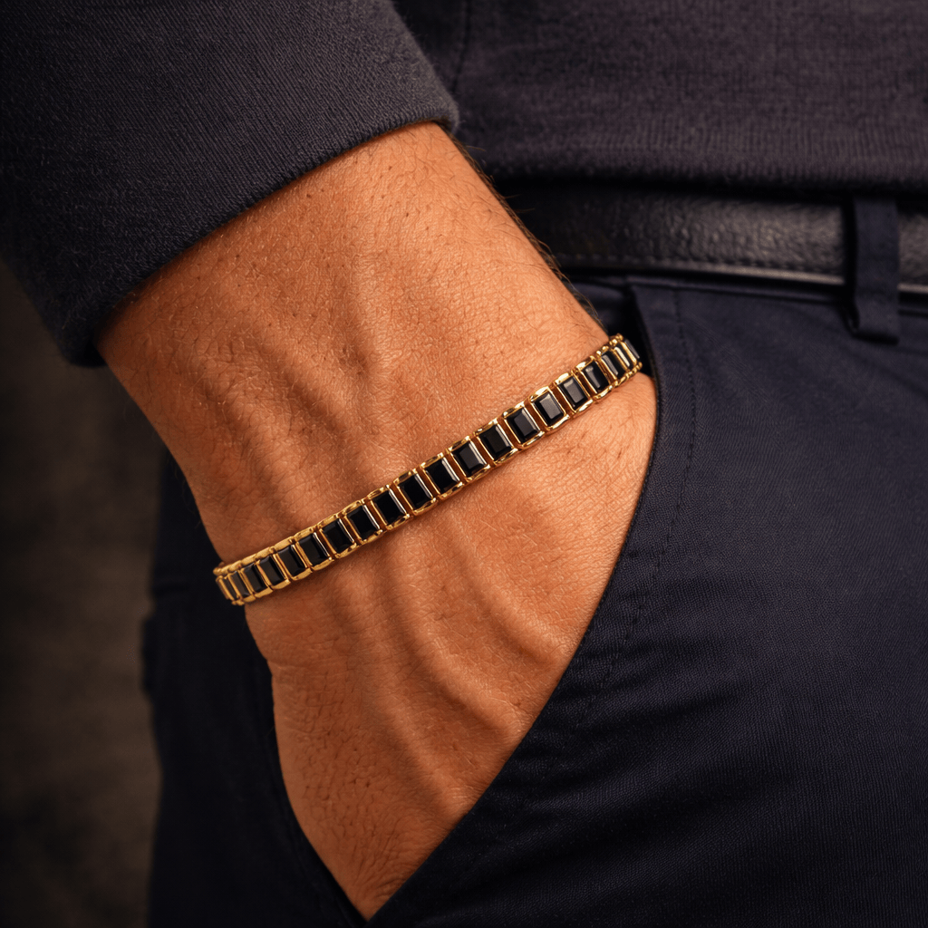 18k Onyx Gold Tennis Bracelet V2