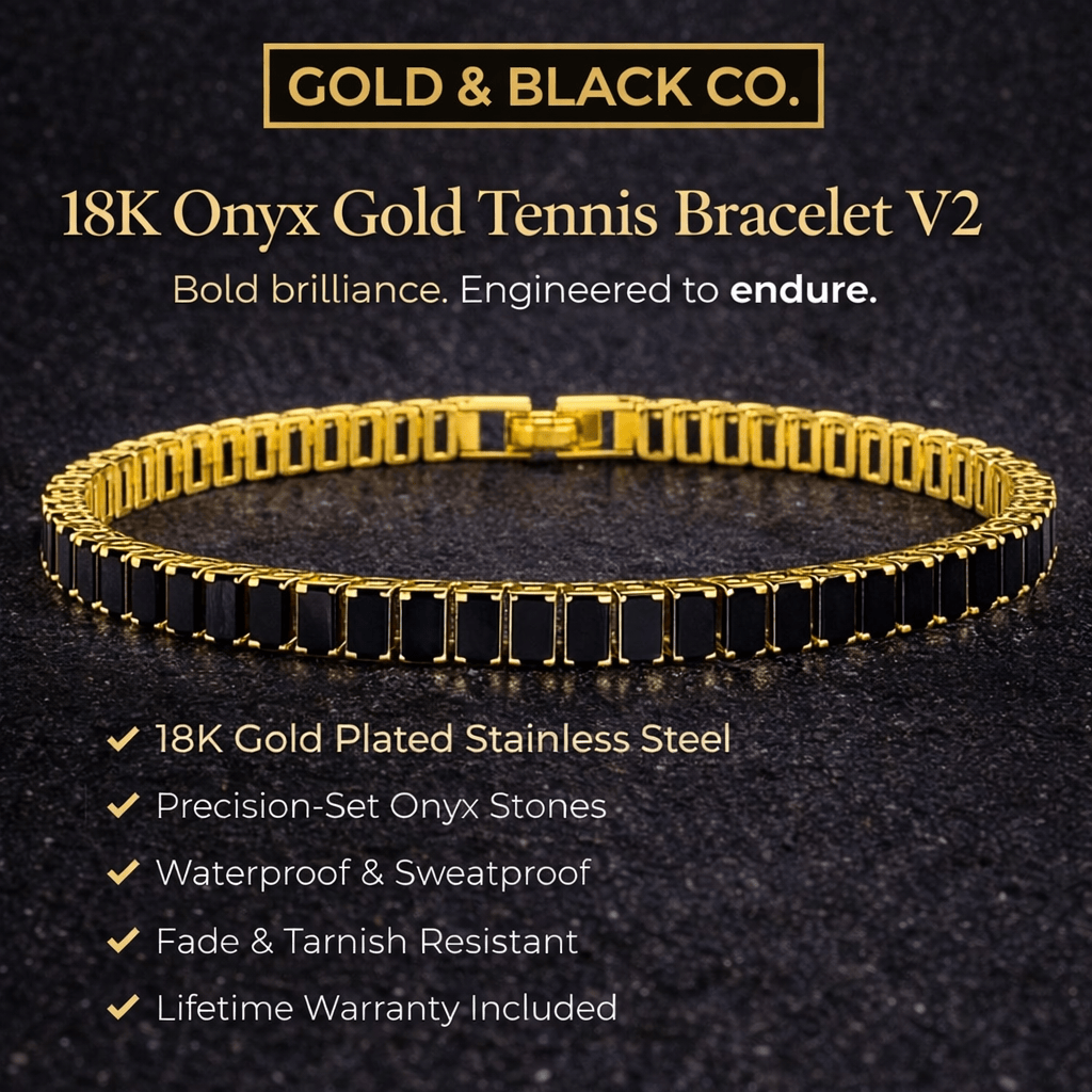 18k Onyx Gold Tennis Bracelet V2