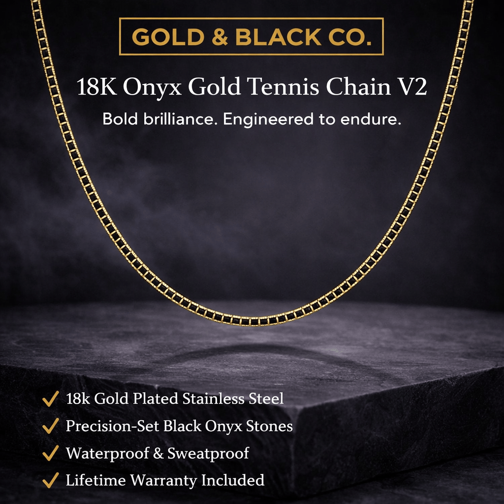 18k Onyx Gold Tennis Chain V2