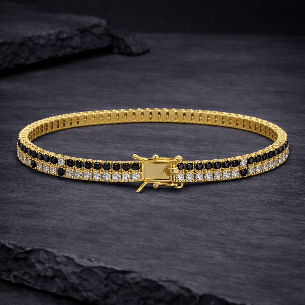 18k Gold Duel Onyx Tennis Bracelet