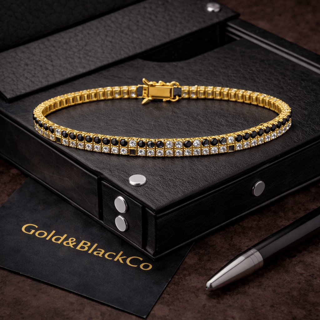 18k Gold Duel Onyx Tennis Bracelet
