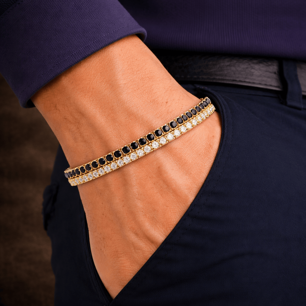 18k Gold Duel Onyx Tennis Bracelet