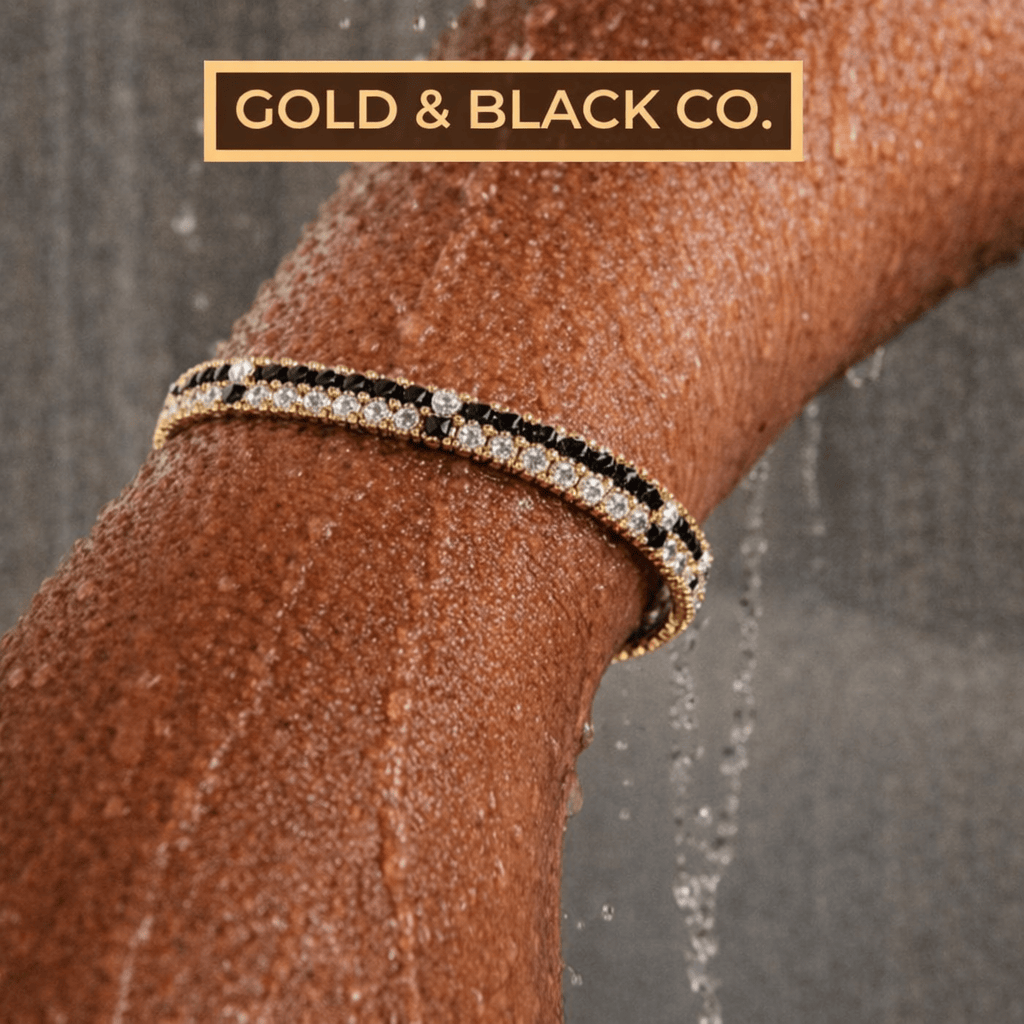 18k Gold Duel Onyx Tennis Bracelet