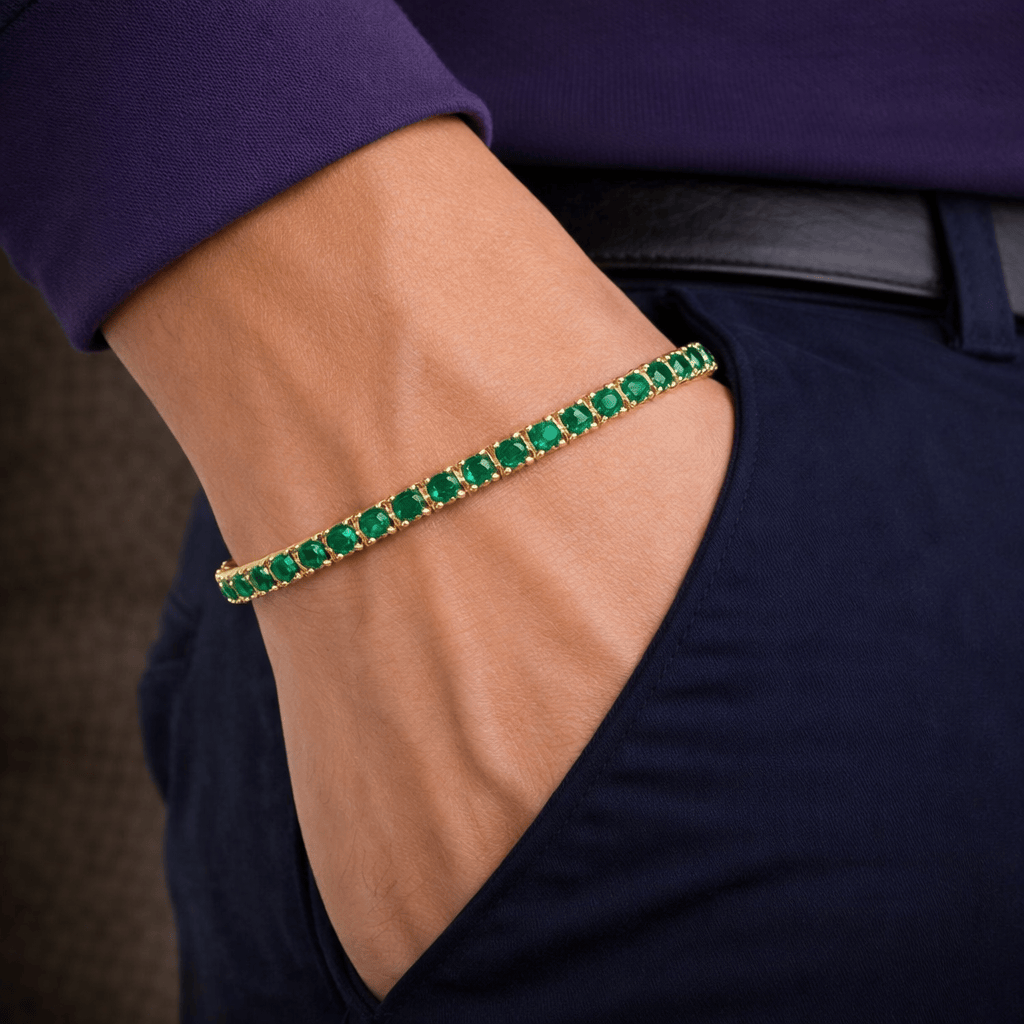 18k Gold Emerald Tennis Bracelet
