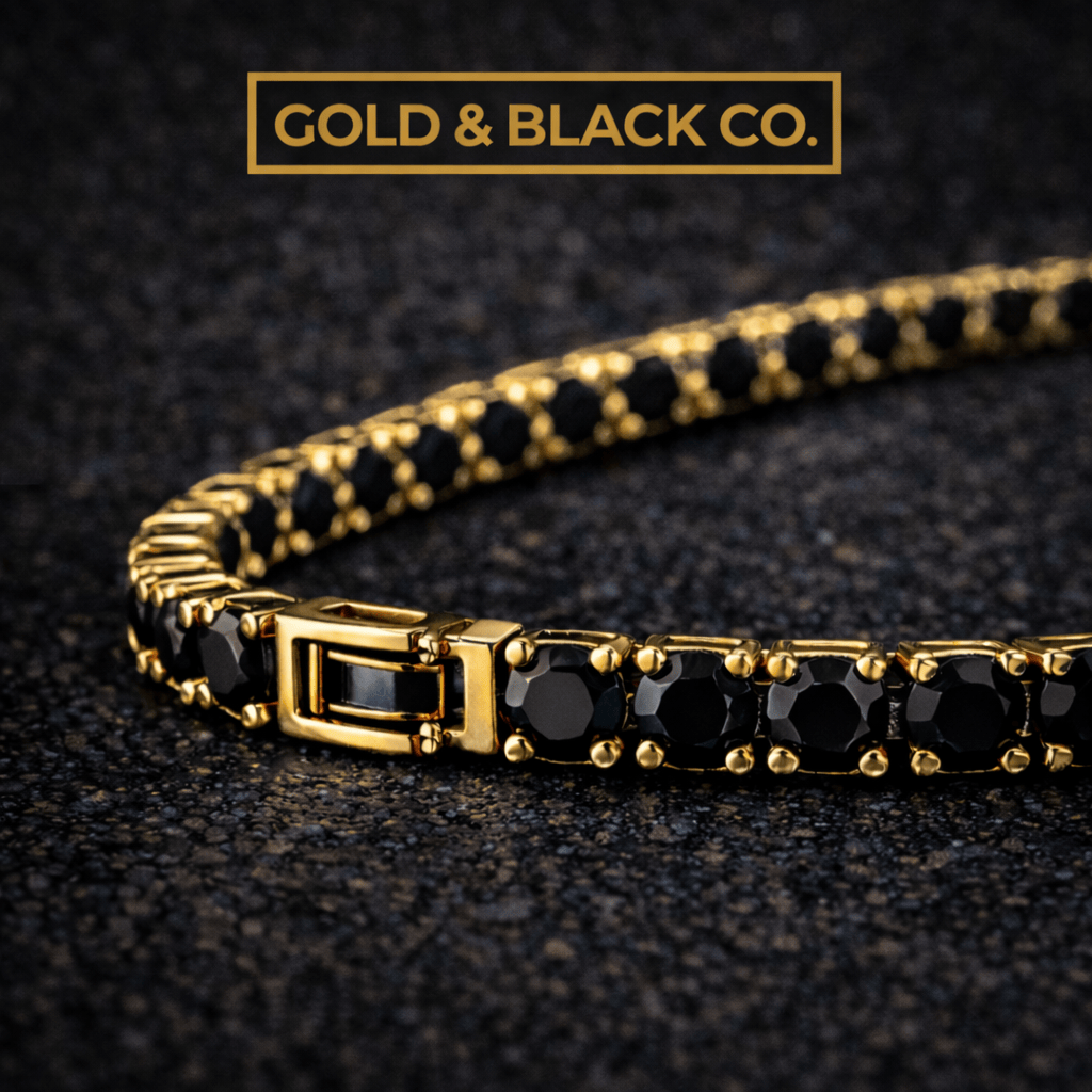 18k Onyx Gold Tennis Bracelet