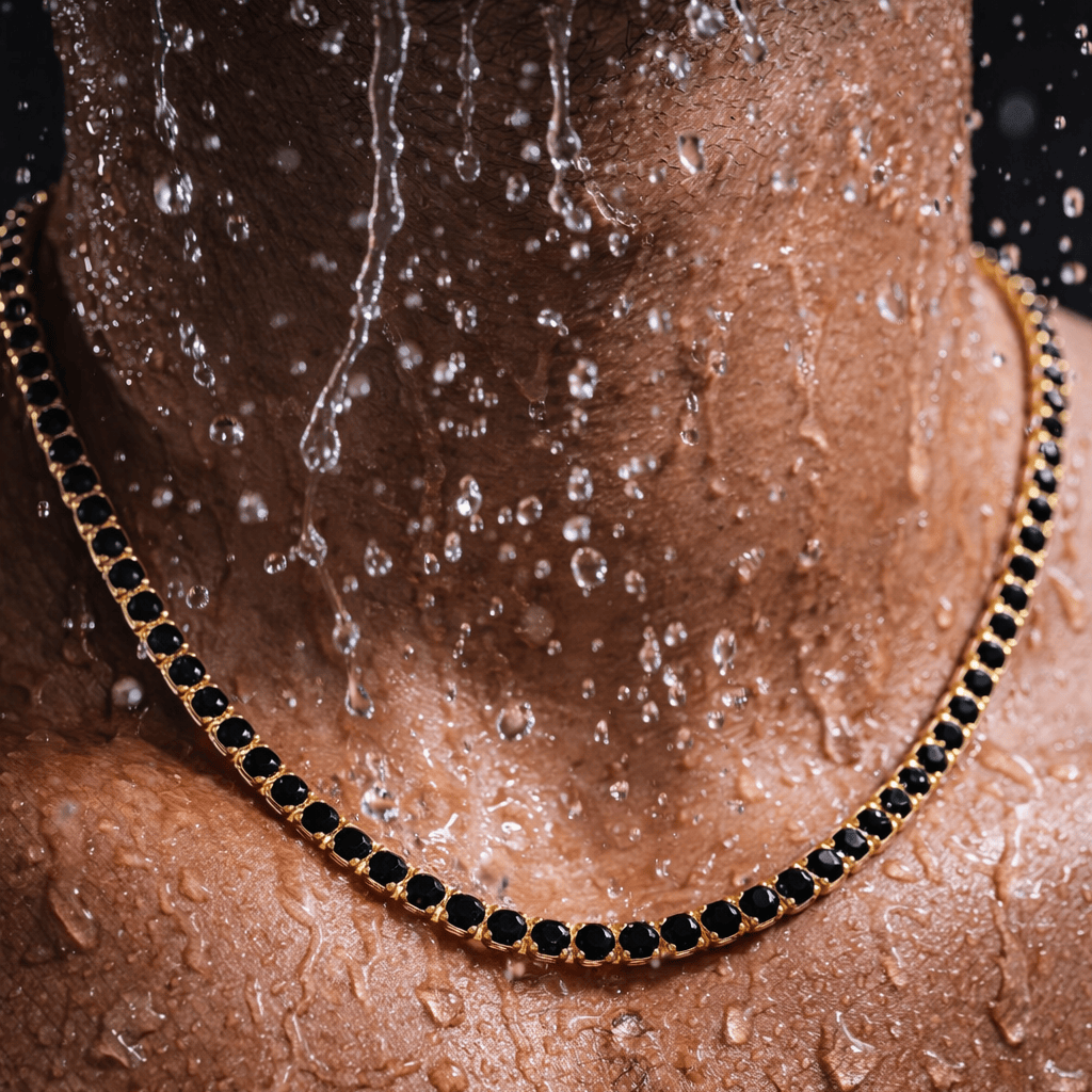 18k Onyx Gold Tennis Chain