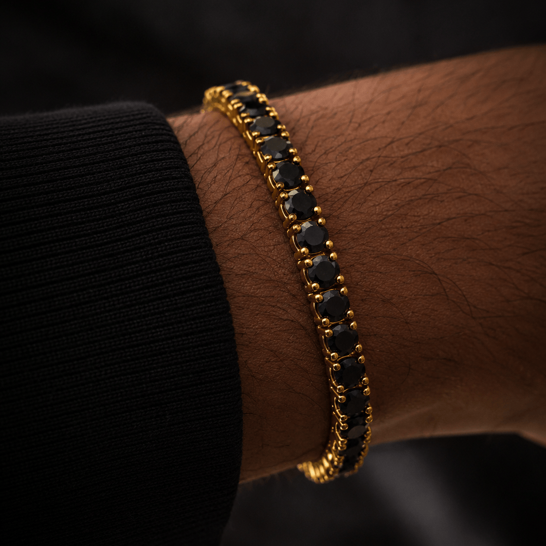 18k Gold Onyx Tennis Bracelet