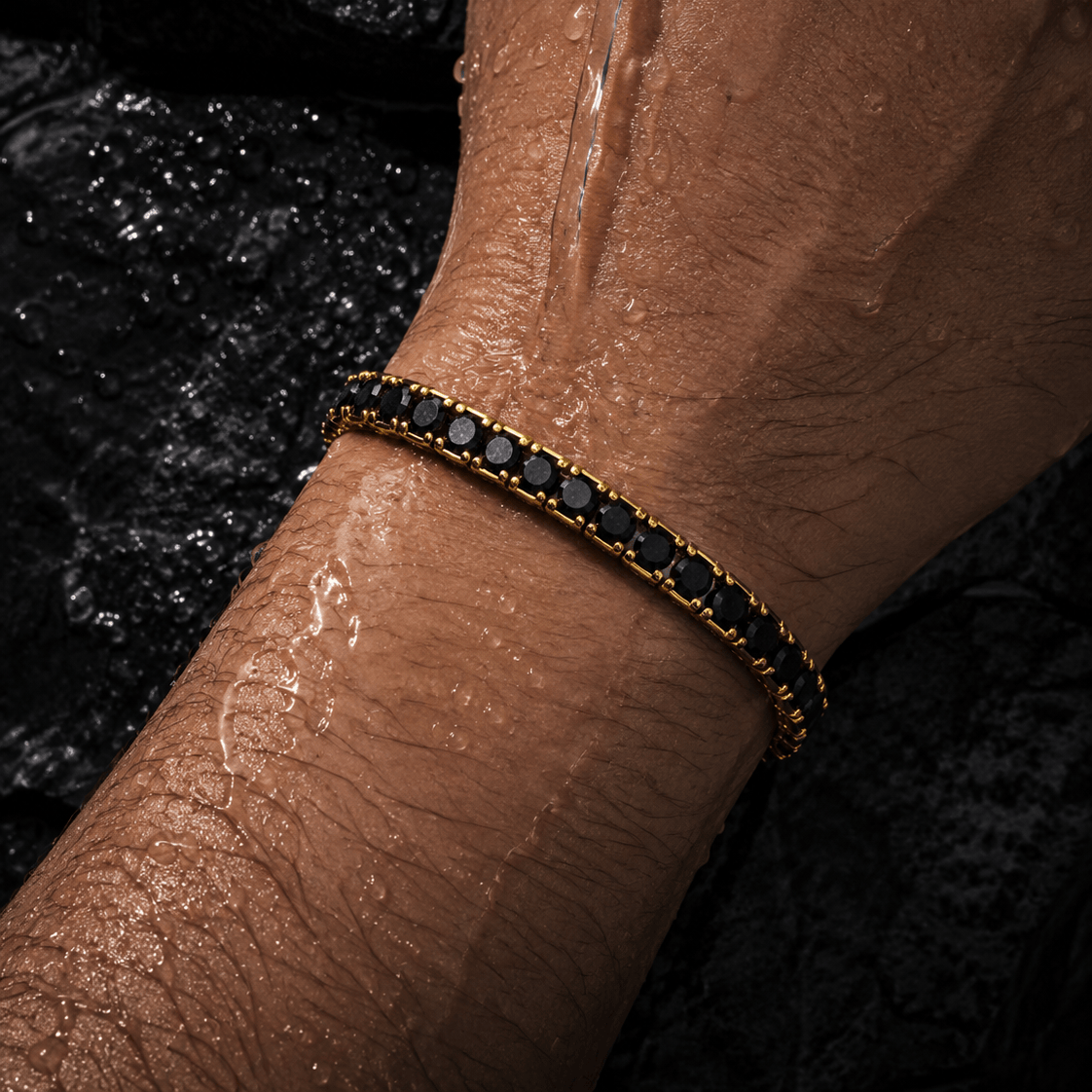 18k Gold Onyx Tennis Bracelet