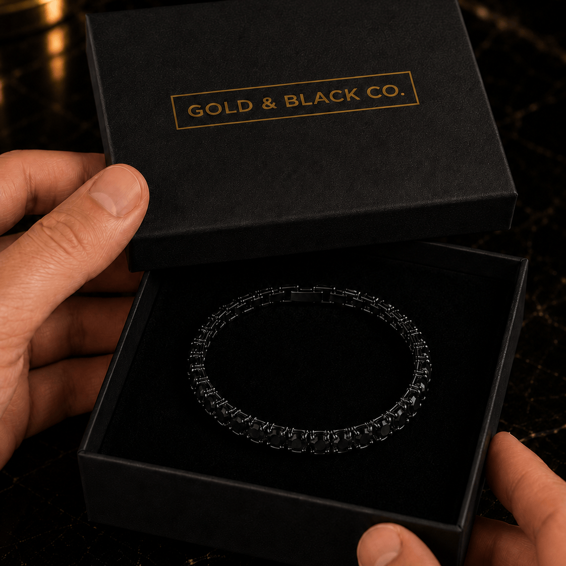 18k Black Onyx Tennis Bracelet