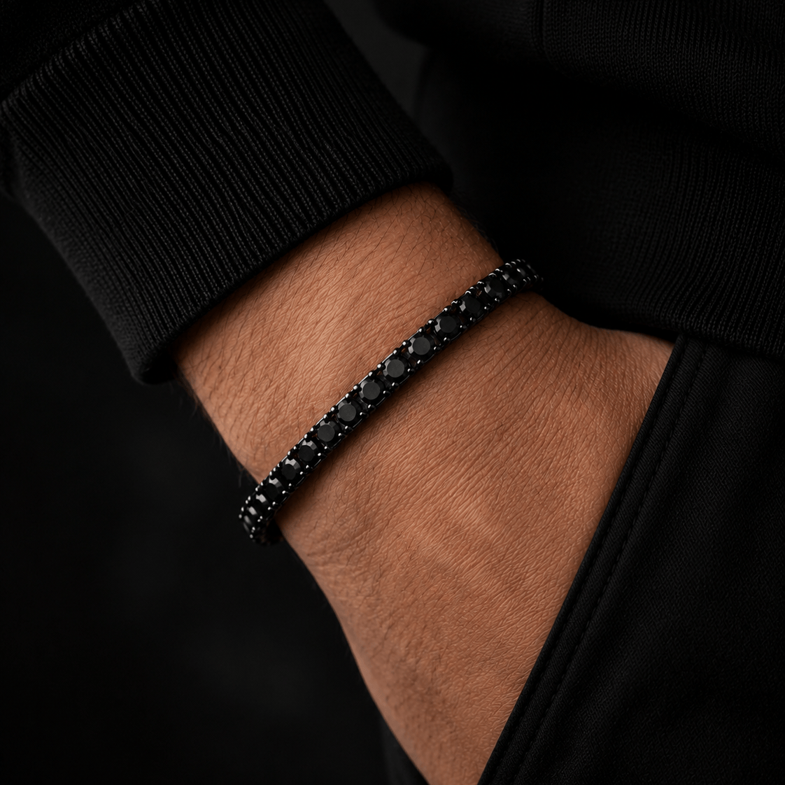 18k Black Onyx Tennis Bracelet
