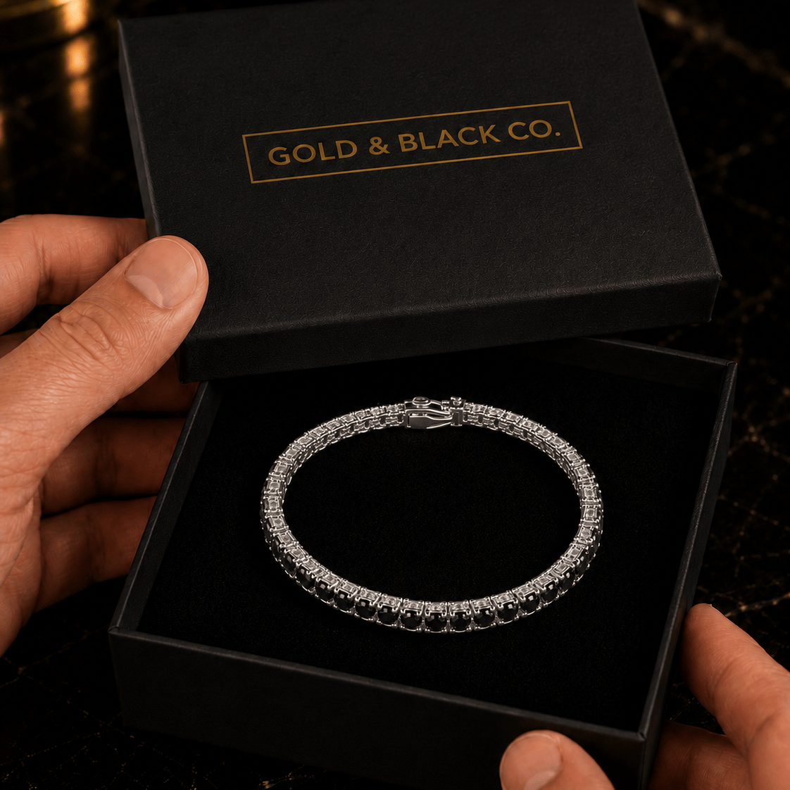 18k White Gold Onyx Tennis Bracelet