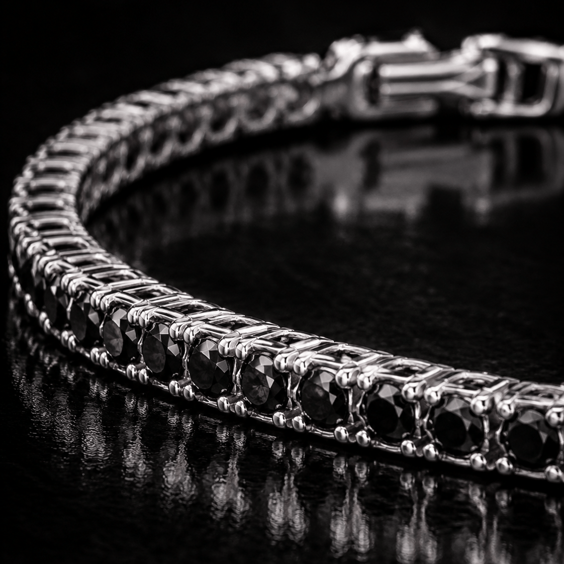 18k White Gold Onyx Tennis Bracelet