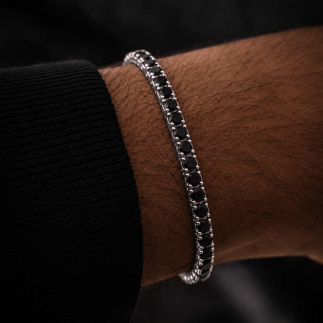 18k White Gold Onyx Tennis Bracelet