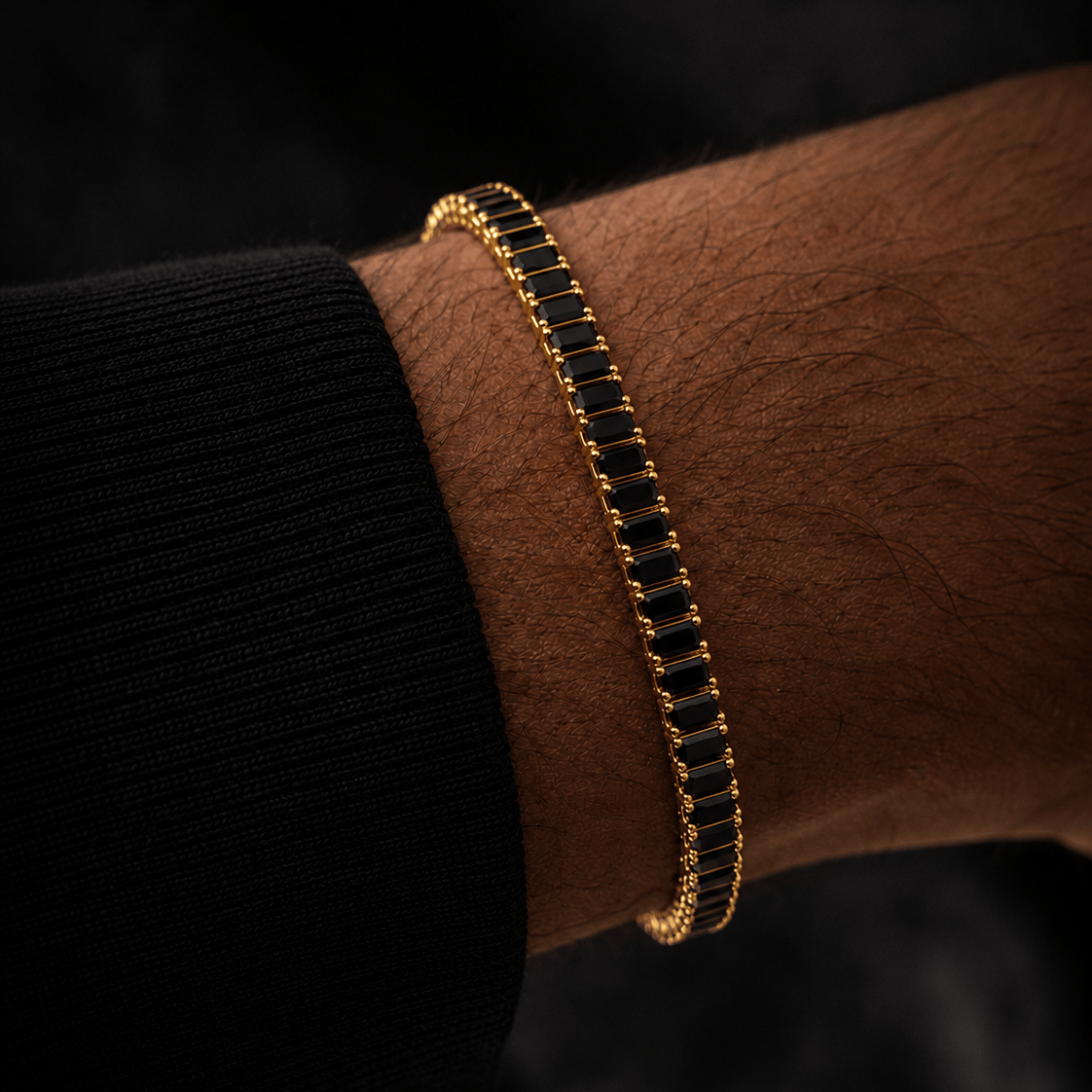 18k Gold Onyx Tennis Bracelet V2
