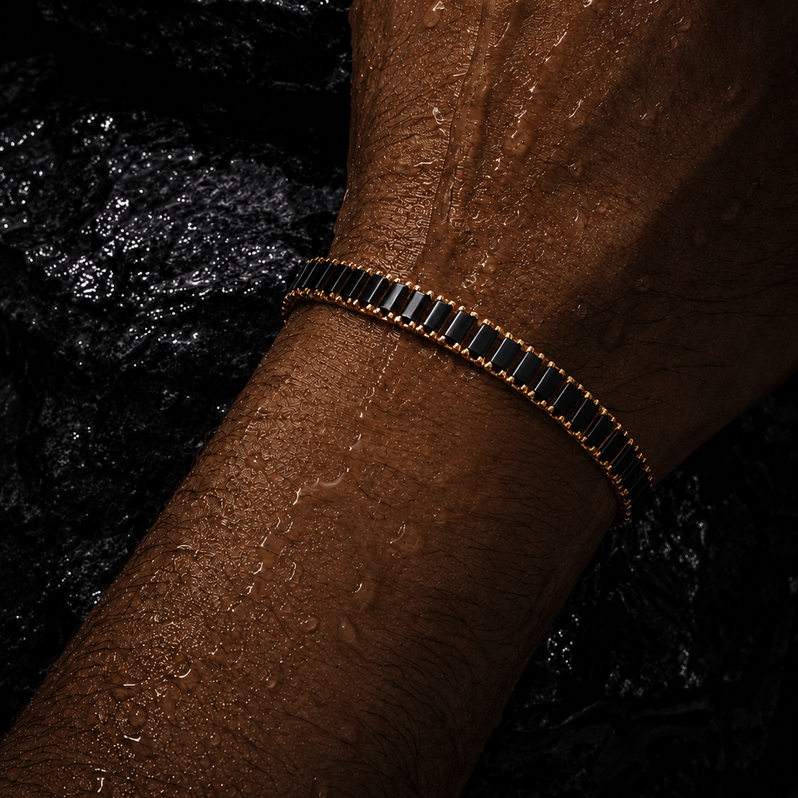 18k Gold Onyx Tennis Bracelet V2