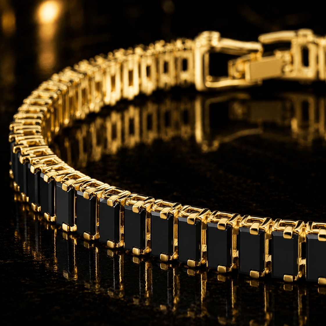 18k Gold Onyx Tennis Bracelet V2