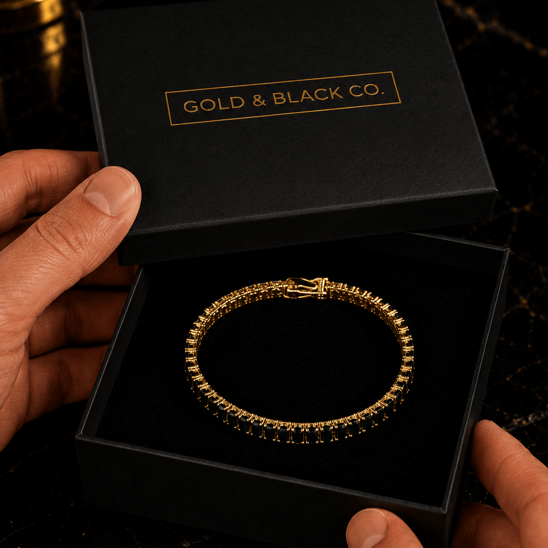 18k Gold Onyx Tennis Bracelet V2