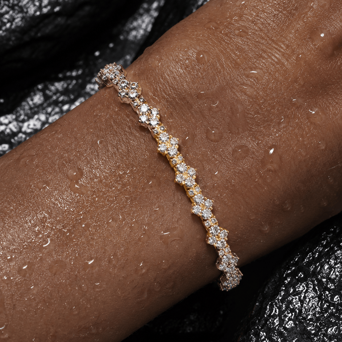 18k Gold Diamond Cluster Bracelet