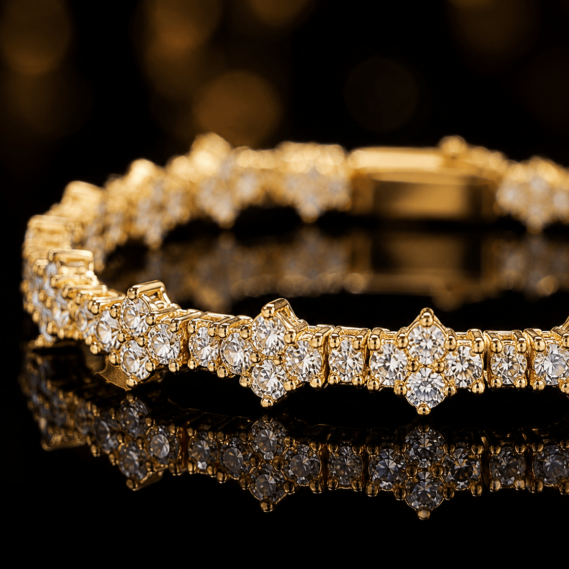 18k Gold Diamond Cluster Bracelet