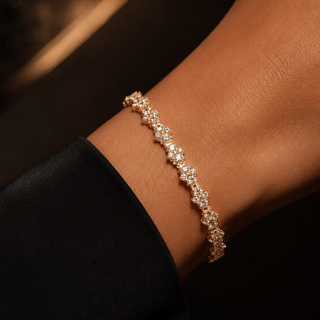 18k Gold Diamond Cluster Bracelet