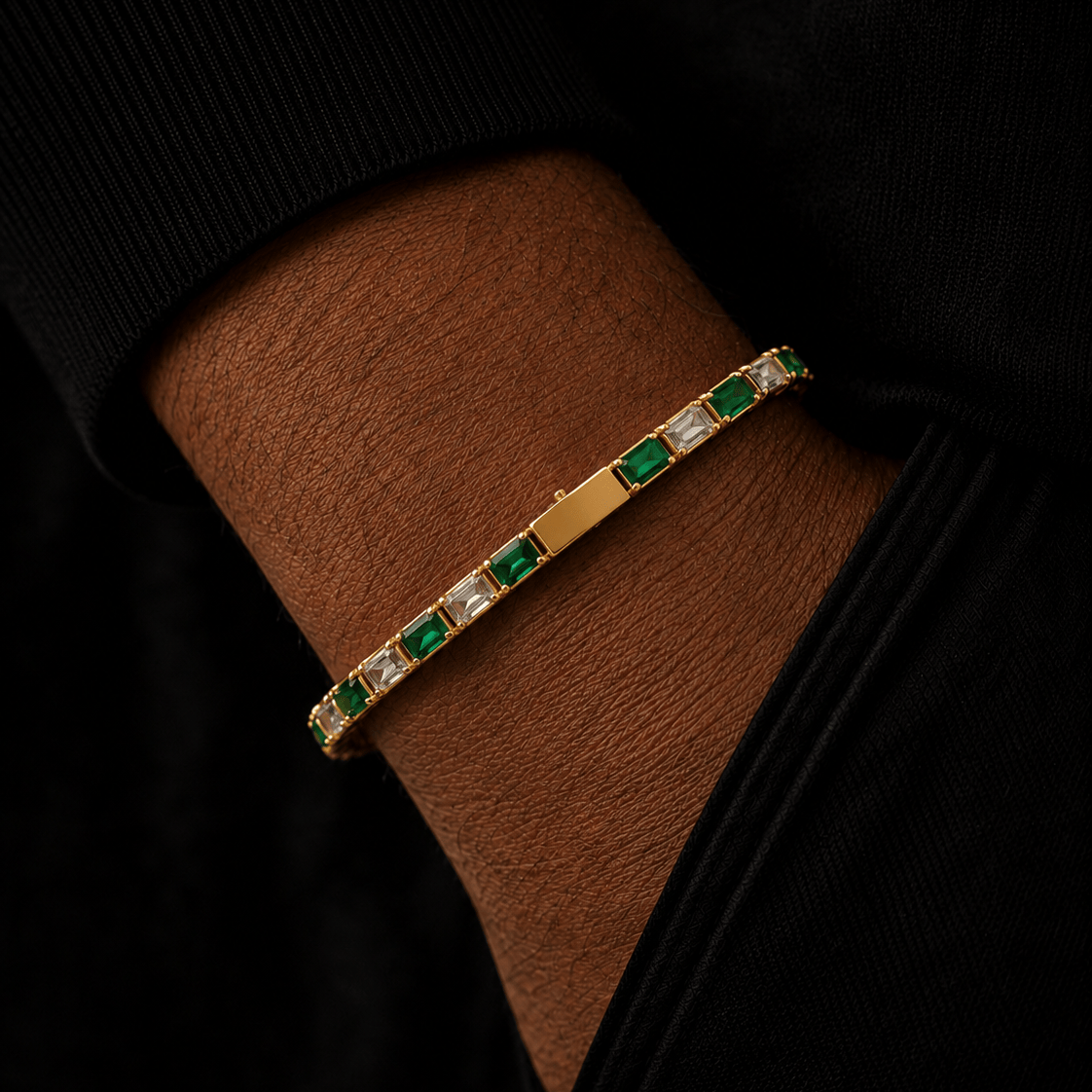 18k Gold Two Stone Tennis Bracelet