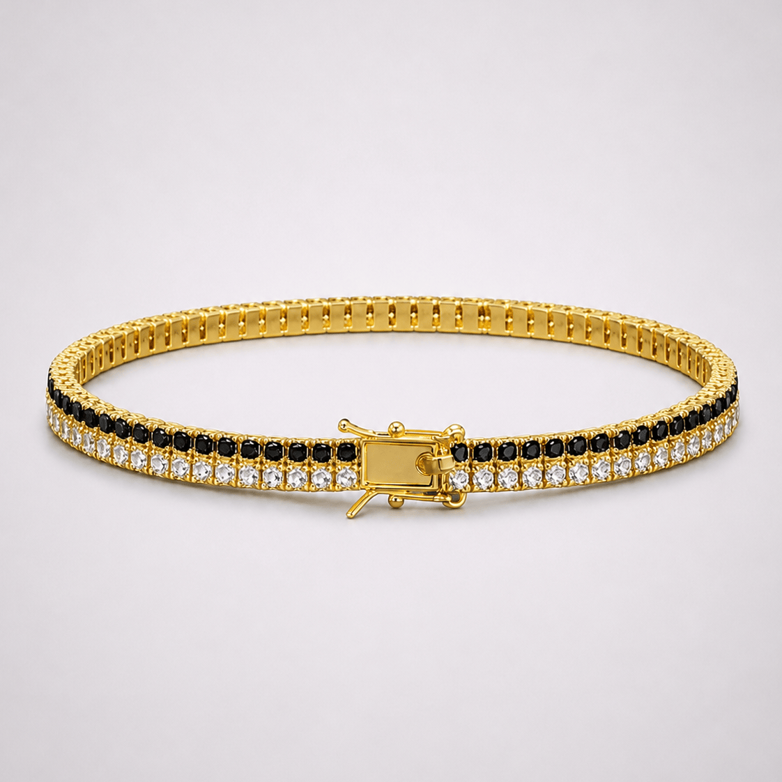 18k Gold Duel Onyx Tennis Bracelet