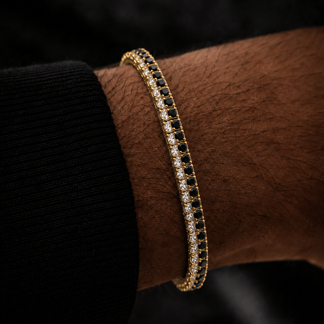18k Gold Duel Onyx Tennis Bracelet