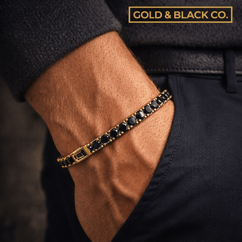 18k Onyx Gold Tennis Bracelet