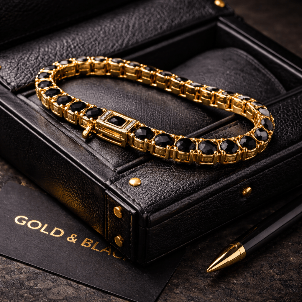 18k Onyx Gold Tennis Bracelet