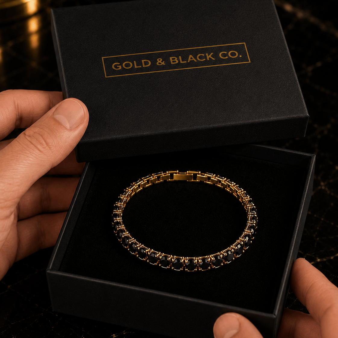 18k Gold Onyx Tennis Bracelet