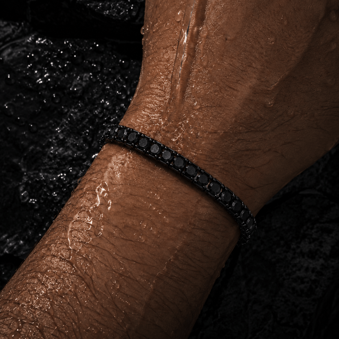 18k Black Onyx Tennis Bracelet