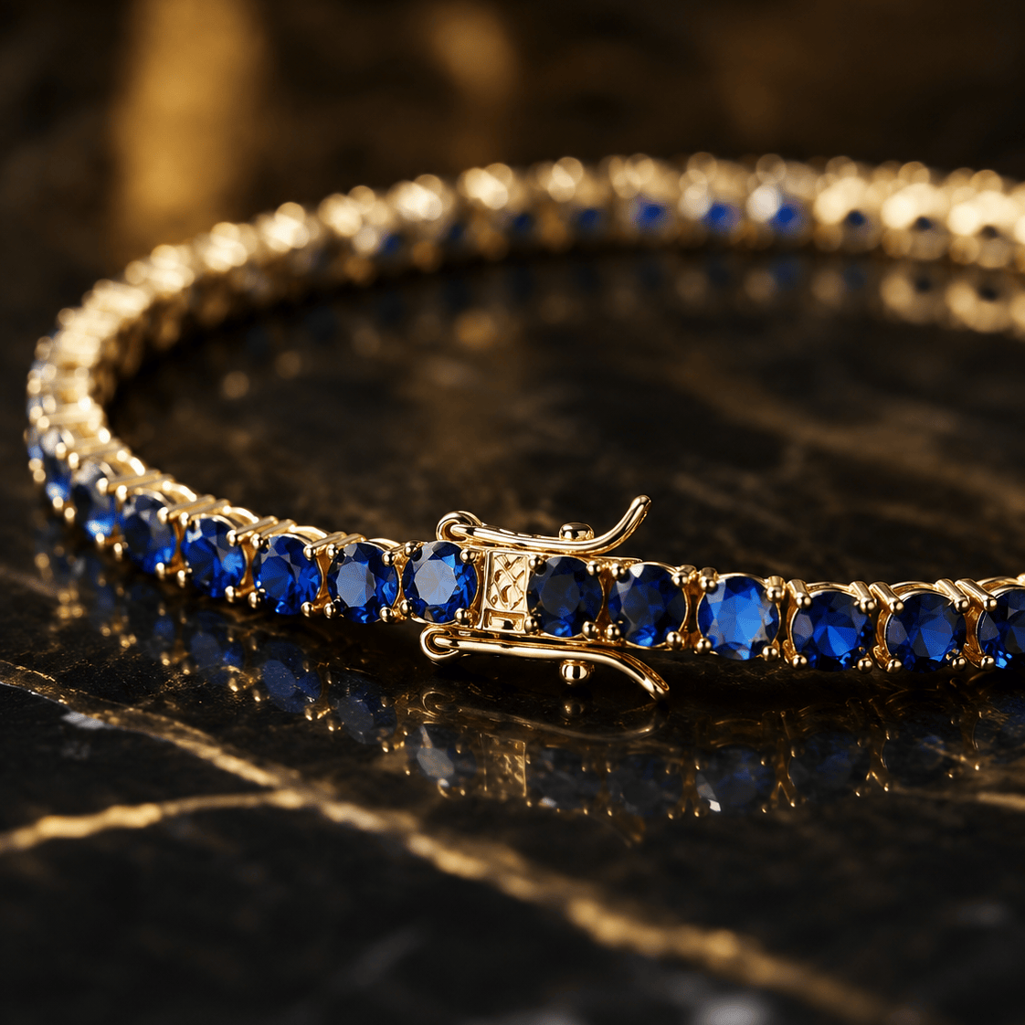 18k Gold Sapphire Tennis Bracelet