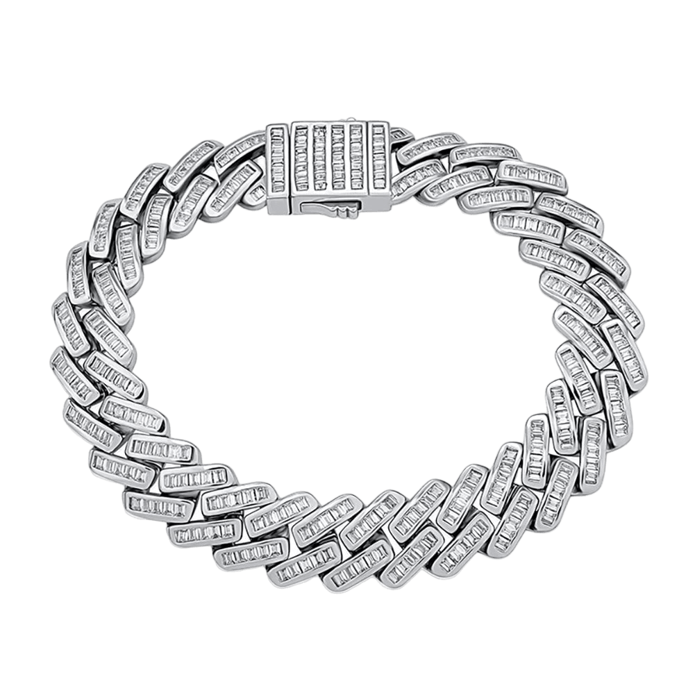 12MM Baguette Prong Diamond Link Bracelet