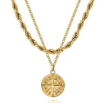 Compass Necklace Set (Gold)
