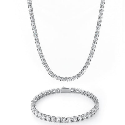 Tennis Chain Set (White Gold)