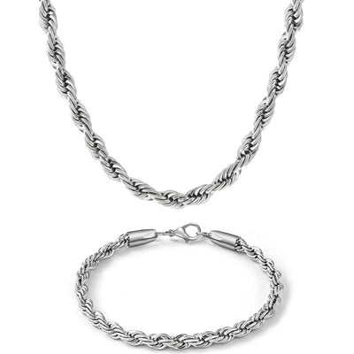 Rope Chain Set (White Gold)
